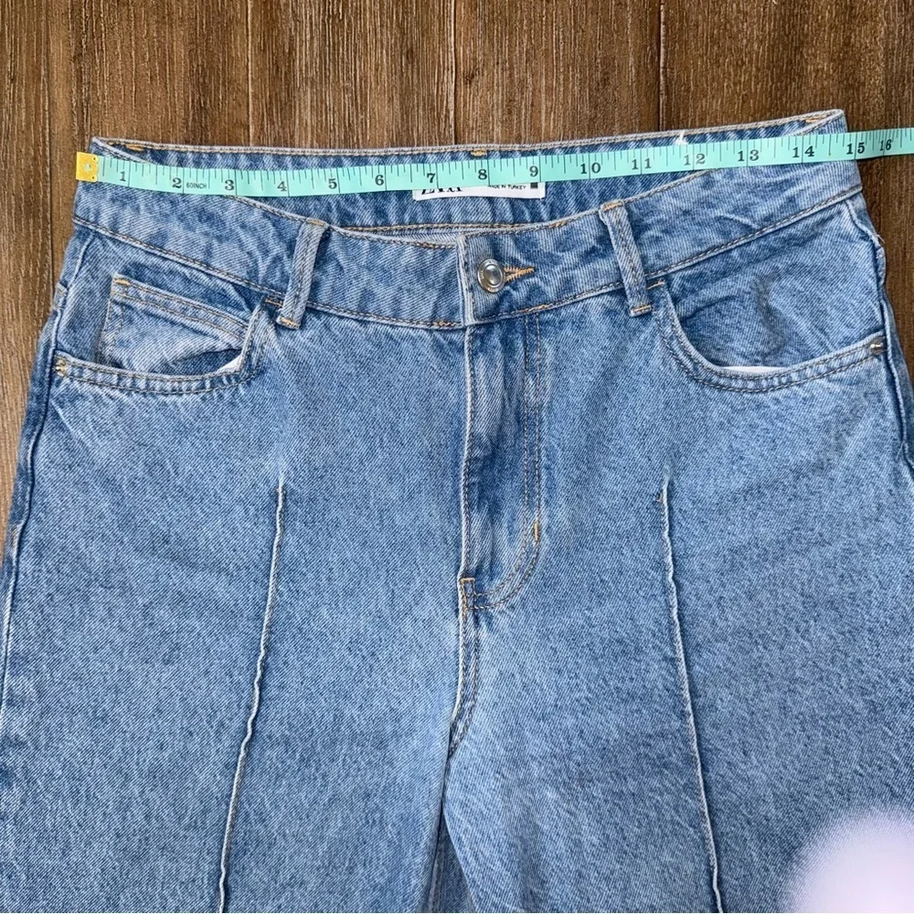 Zara Cropped Wide Leg Jeans high rise blue - Picture 5 of 12